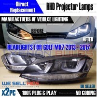 HEADLAMPS For VW GOLF MK7 VII BI XENON DRL DAYTIME RUNNING LIGHT LED R..